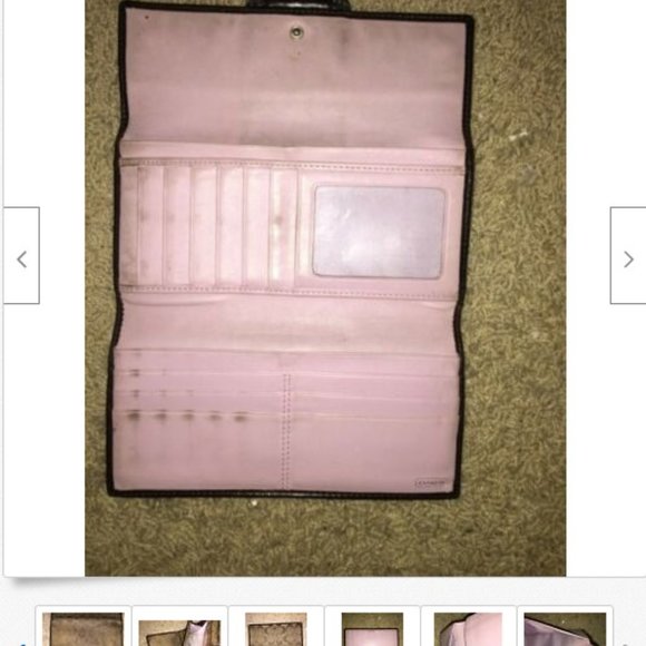 Coach Signature Canvas Trifold Wallet, Leather EUC - Picture 2 of 2